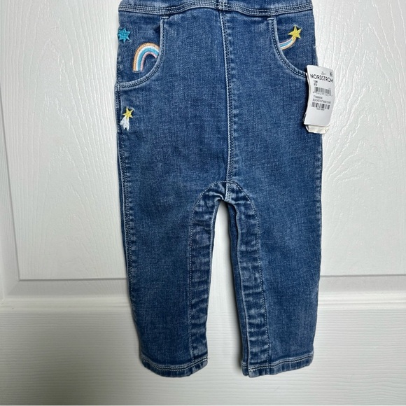 Tucker + Tate Baby Denim Overalls 12m Blue Star Rainbow Embroidered Jumpsuit - Picture 4 of 14